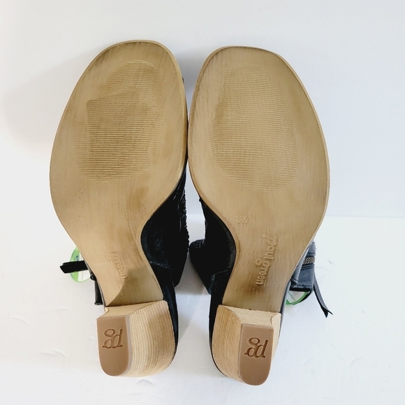 NEW Paul Green Sandal Peep Toe Bootie Black Woven Leather Side Zip Size 11 US - Picture 6 of 7